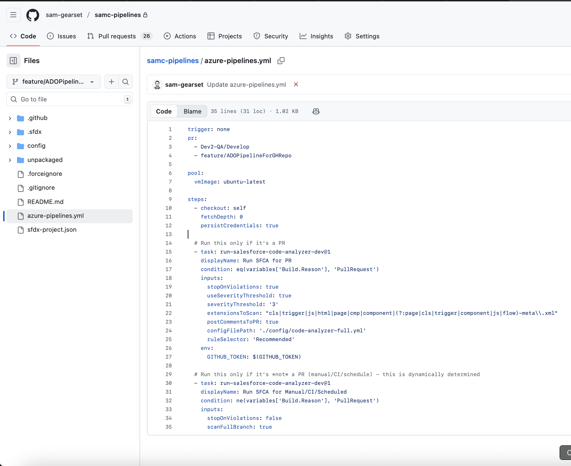 GitHub Pipeline yml